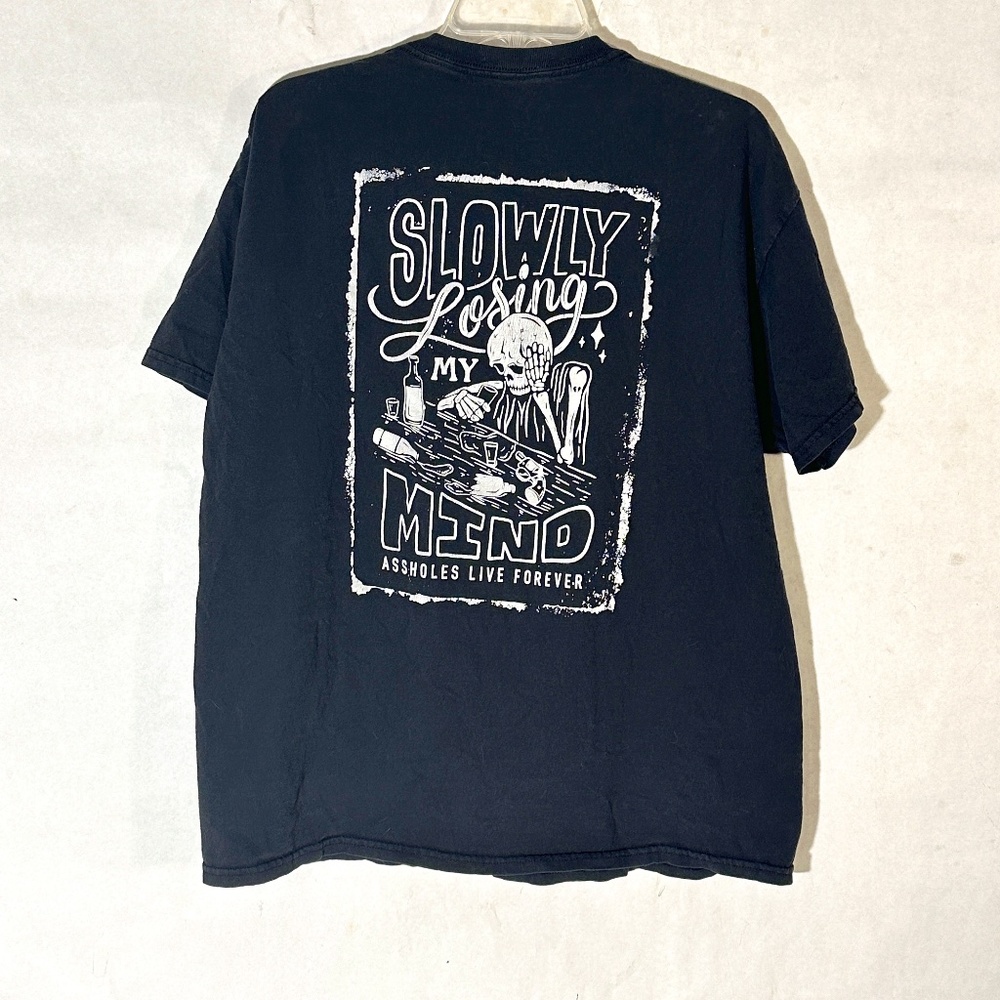 Skeleton Skull Bones Bar Saloon Black White Short Sleeve T Shirt Tee